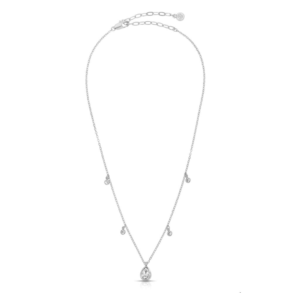 Ettika Dripping in Crystals Drop Necklace 18 inch Silver Plated Teardrop Pendant